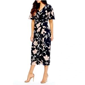 Maggie London Floral Faux Wrap Dress